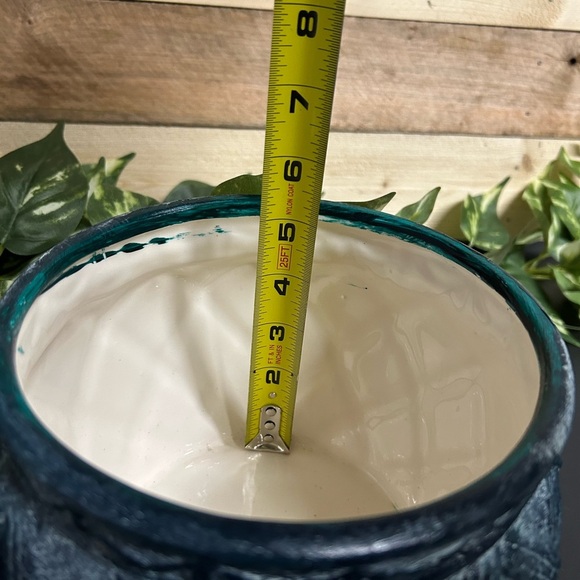 Green‎ Planter Pot Upcycled Painted Floral Textured Home Decor Flowers Garden - Picture 8 of 12